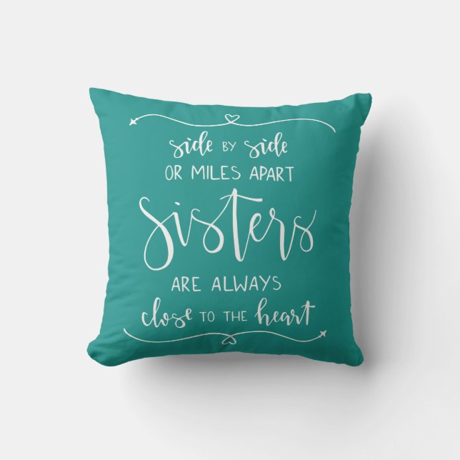Coussin Les soeurs sont toujours près du carreau de coeur (Recto)
