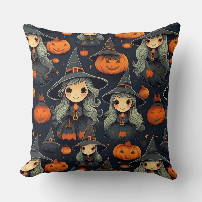 Coussin Les sorcières d'Halloween (Recto)