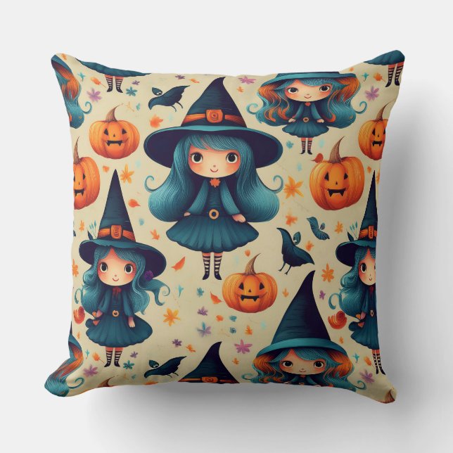 Coussin Les sorcières d'Halloween (Recto)