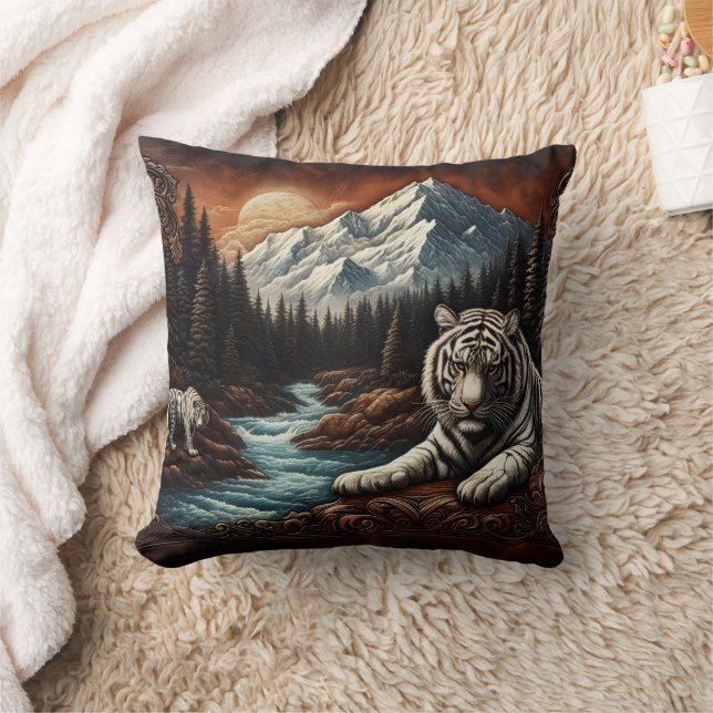 Coussin Les tigres du Bengale se relaxent dans un ruisseau (Couverture)