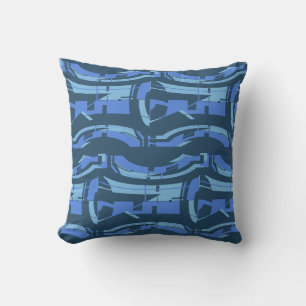 Coussin Les tons bleus sur les carreaux d'art tribal de la