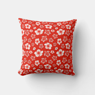 Coussin Les tortues rousses et l'hibiscus