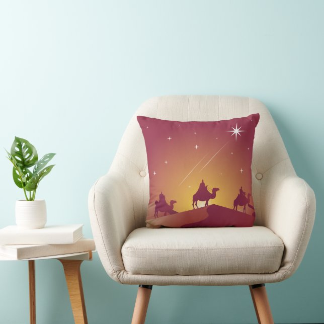 Coussin Les trois rois suivant le thème de Noël étoilé (Chaise)