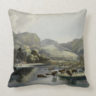 Coussin Les troupeaux de bison et d'élans sur le stimulant