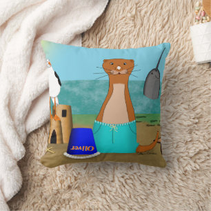 Coussin Les vacances à la plage d'Oliver la loutre