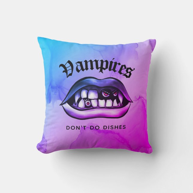 Coussin Les vampires ne font pas de plats drôles Vaporwave (Recto)
