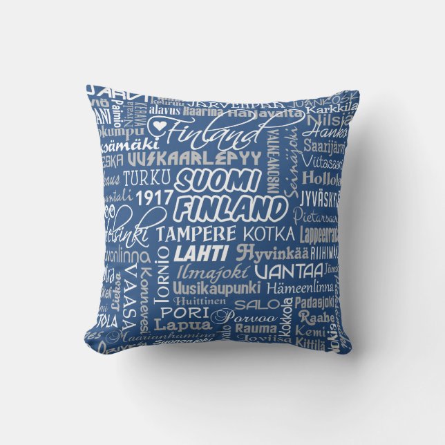 Coussin Les villes de Finlande lancent l'oreiller (Recto)