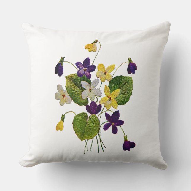 Coussin Les violettes blanches, pourpres et jaunes ont (Recto)