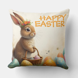 Coussin Les voeux du printemps du lapin de Pâques