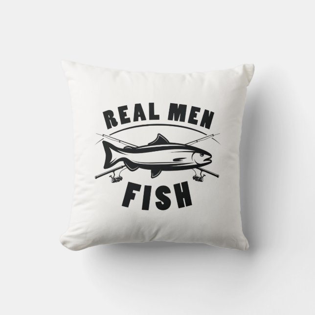 Coussin Les vrais hommes pêchent (Recto)