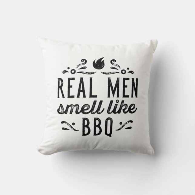 Coussin Les vrais hommes sentent comme le barbecue (Recto)