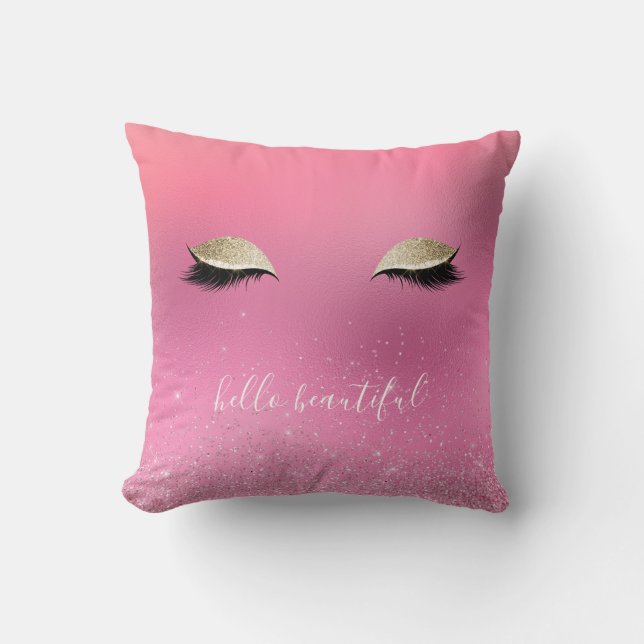 Coussin Les yeux brillants roses d'or (Recto)