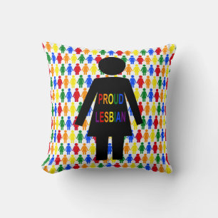 Coussin Lesbienne LGBTQ Silhouette et Rainbow Ladies