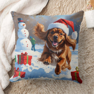 Coussin L'espagnol tibétain coule en neige avec le Casquet