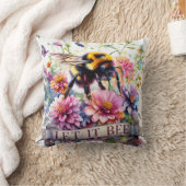 Coussin Let It Bee – Watercolor Bumblebee Spring Floral (Couverture)