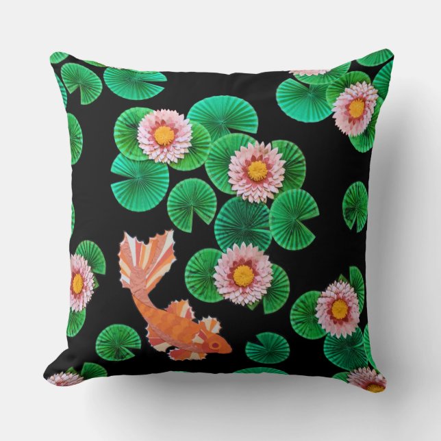 Coussin L'étang de carpes en papier (Recto)