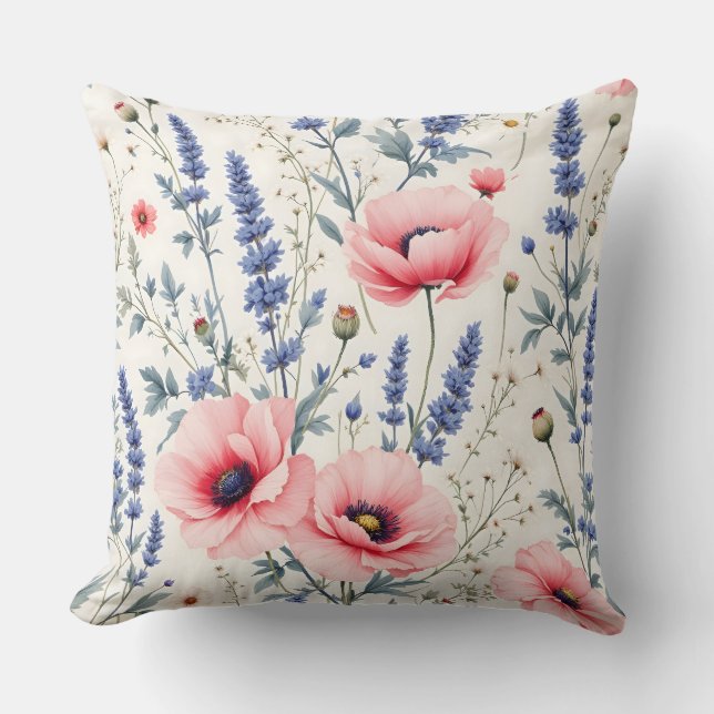 Coussin L'été Meadow Floral Design.L'extérieur moderne (Recto)