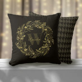 Coussin Letter W Warm Gold Botanical Monogram