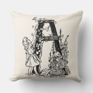 Coussin Lettre "A" dans le Monogramme du jardin