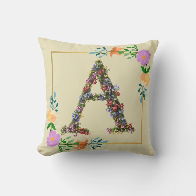 Coussin Lettre A de l'alphabet floral (Recto)