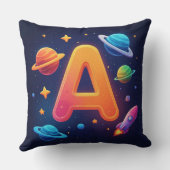 Coussin 🌌 Lettre A de l'espace fusée étoiles planètes enf (Verso)