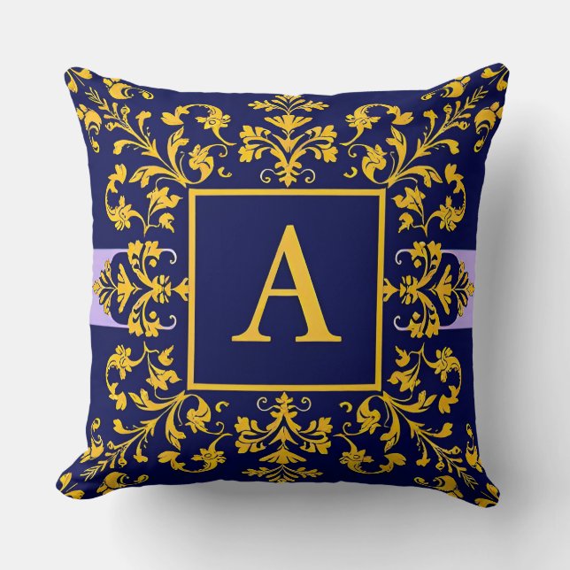 Coussin Lettre A dorée baroque style monogramme classique  (Recto)
