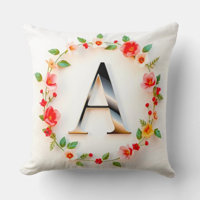 Coussin Lettre A élégante ornée d'un cercle (Recto)