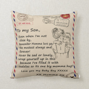 Coussin Lettre à mon fils de maman