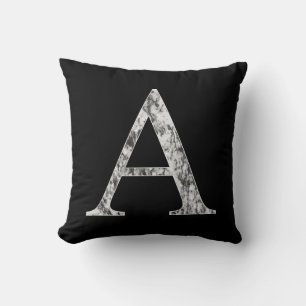 Coussin Lettre A monogramme premier Marble Alpha symbole