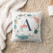Coussin Lettre alphabétique A du monogramme Ocean Animaux (Couverture)