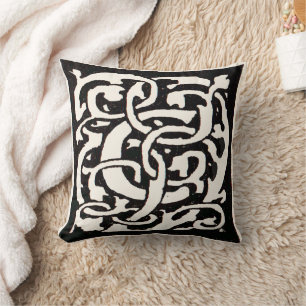 Coussin Lettre Art Nouveau C Monogramme Vintage