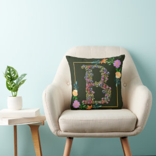 Coussin Lettre B de l'alphabet floral