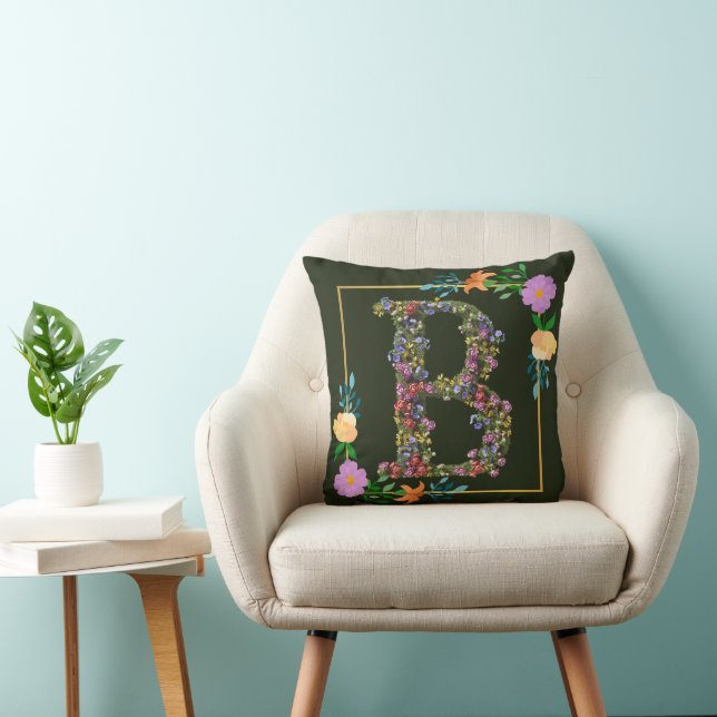 Coussin Lettre B de l'alphabet floral (Chaise)