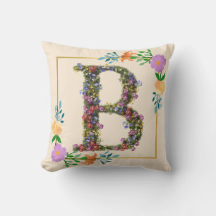 Coussin Lettre B de l'alphabet floral