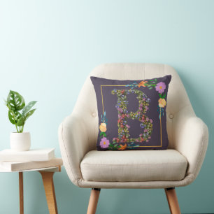 Coussin Lettre B de l'alphabet floral