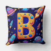 Coussin 🚀 Lettre B de l'espace Fusées Planètes Étoiles En (Verso)
