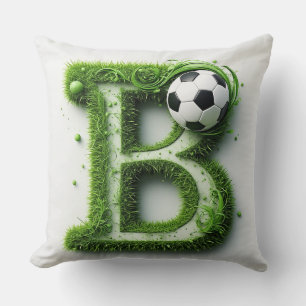 Coussin Lettre B en topiaire d'herbe verte avec ballon de