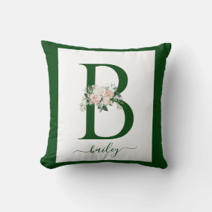 Coussin Lettre B florale monogramme