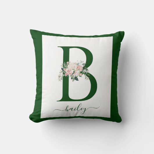 Coussin Lettre B florale monogramme (Recto)