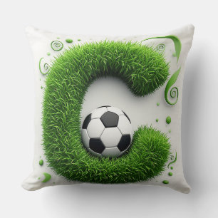 Coussin ⚽ Lettre C Gazon Topiaire Football Décoration Spor