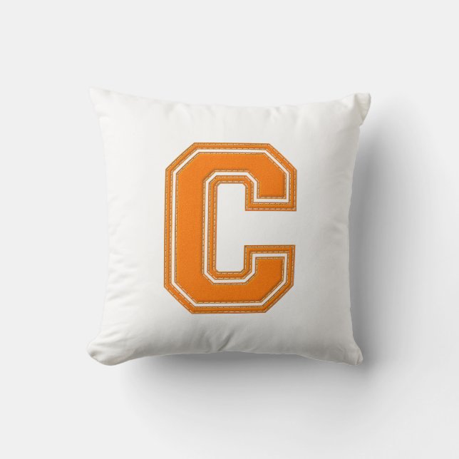 Coussin LETTRE CÉLÈBRE Oreiller, orange et blanc C (Recto)