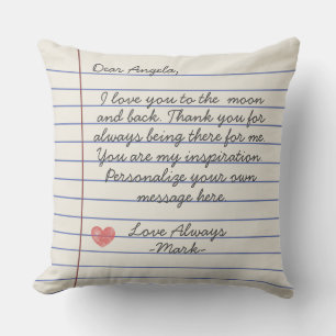 Coussin Lettre d'amour manuscrite ou message personnalisé