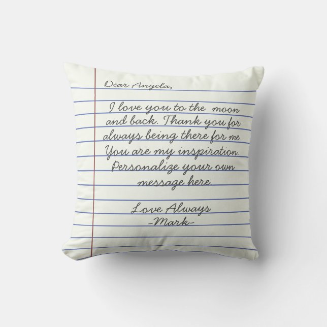 Coussin Lettre d'amour manuscrite ou message personnalisé (Recto)