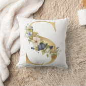 Coussin LETTRE D'AQUACOLE BLEUE Florales D'OR S (Couverture)