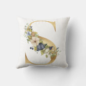 Coussin LETTRE D'AQUACOLE BLEUE Florales D'OR S (Verso)