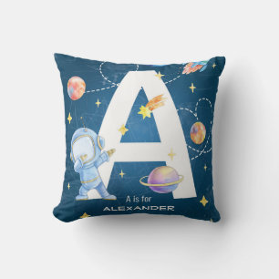 Coussin Lettre d'aventure spatiale personnalisable 'A' Thr