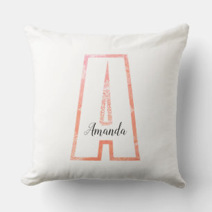 Coussin Lettre de corail monogramme personnalisé mandalas