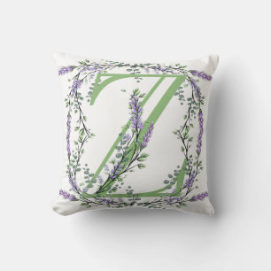Coussin Lettre de l'alphabet Z Lavande Eucalyptus aquarell
