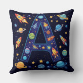 Coussin 🚀 Lettre de l'espace A Fusées Planètes Étoiles En (Verso)