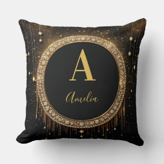 Coussin Lettre de monogramme personnalisée avec paillettes